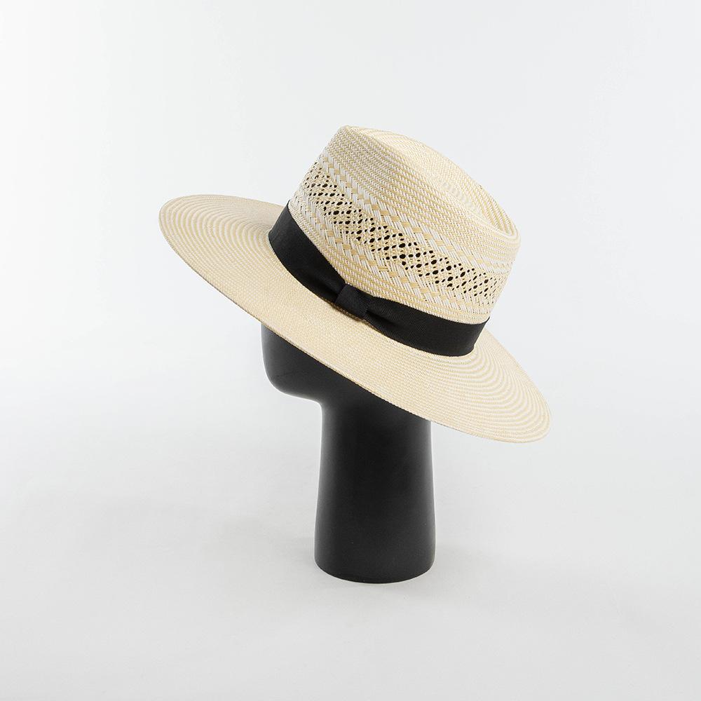 European and American style fashion casual bow high-end paper hand-woven hollow jazz hat outdoor sunscreen sunshade straw hat