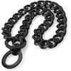15mm Strong Silver Gold Stainless Steel Slip Dog Collar Metal Training Choke Chain for Large Dogs (34inch, Black)