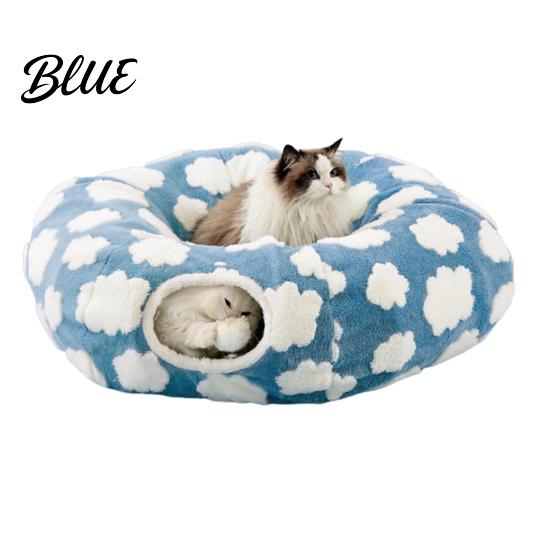 Durable Cat Tunnel Donut Toy Balls Washable with Hanging Plush Bed Indoor Kittens Small Large