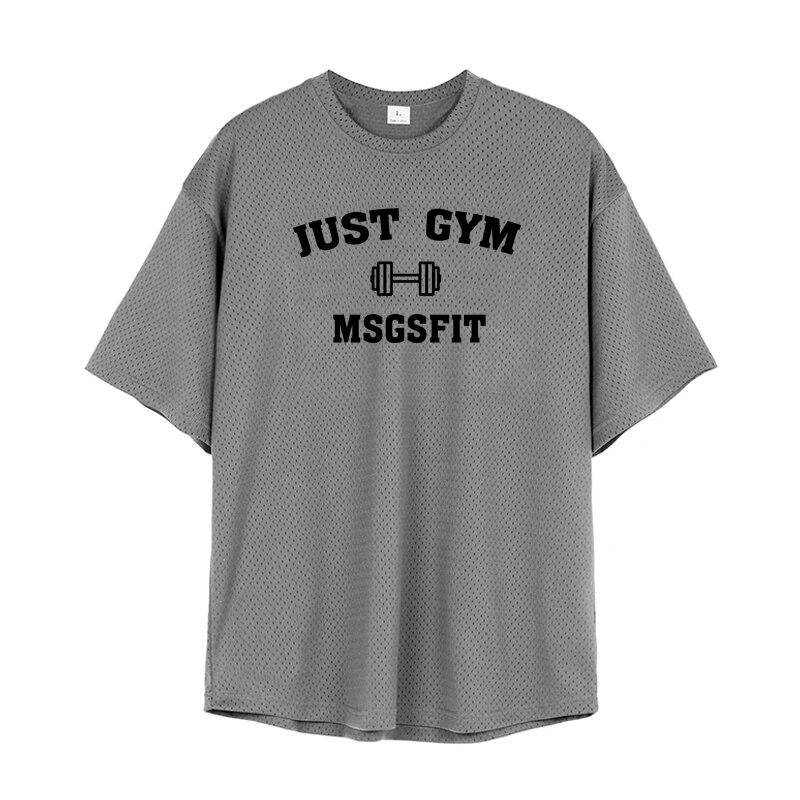 Muscleguys Summer Running Outdoor Tranning Men's Gym Clothes Hollow Breathable Fitness T-shirt Round Neck Creative Printing Top
