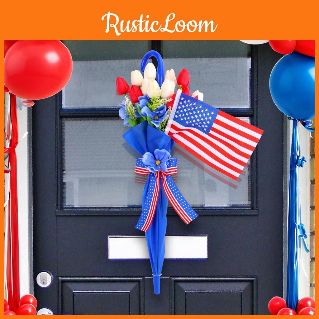 Unabhängigkeitstag Tulpen-Regenschirm Wandbehang mit rot-weißer Flagge für festliche Dekoration