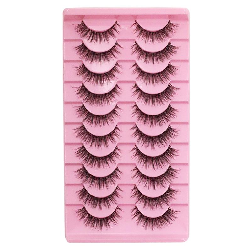European Natural 3D False Eyelashes with Curled Stiff Stem - Dense, One-Piece Whole Strip