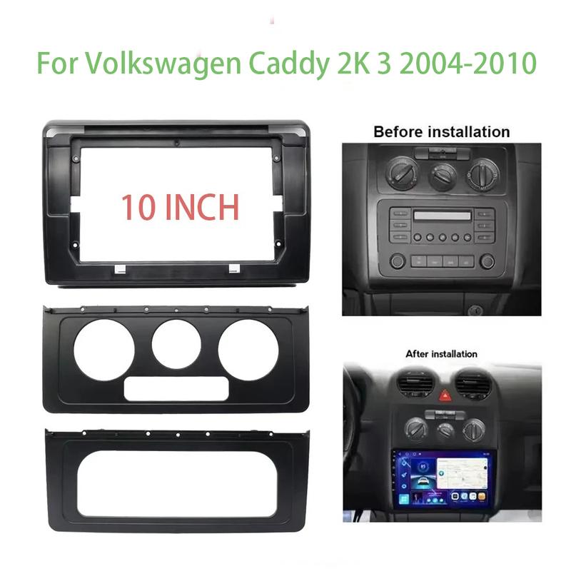10 Inch For Volkswagen Caddy 2K 3 2004-2010 Car Frame Fascia Adapter Canbus Box Decoder Android Radio Dash Fitting Panel Kit