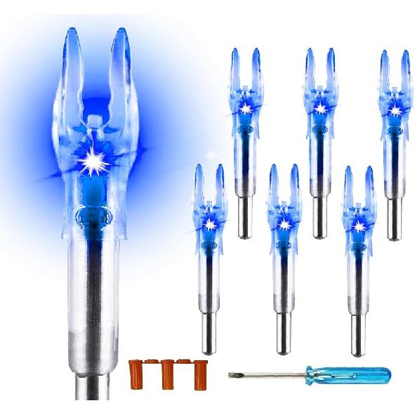 Arrow Nock X/5.2mm LED Nock Screwdriver Included, 6 PCS Universal Fit for Arrows with ID of .204".233".244" & .246"