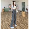 Y2K Street Women Jeans Pants American High Waist Lace Up Chic Female Casual Pants Korean Vintage Ladies Wide Leg Trousers