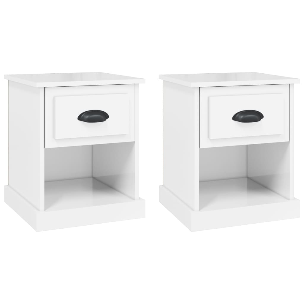 Vidaxl Nightstands, 2 Pcs, High Gloss, White, 39X39X47.5 Cm