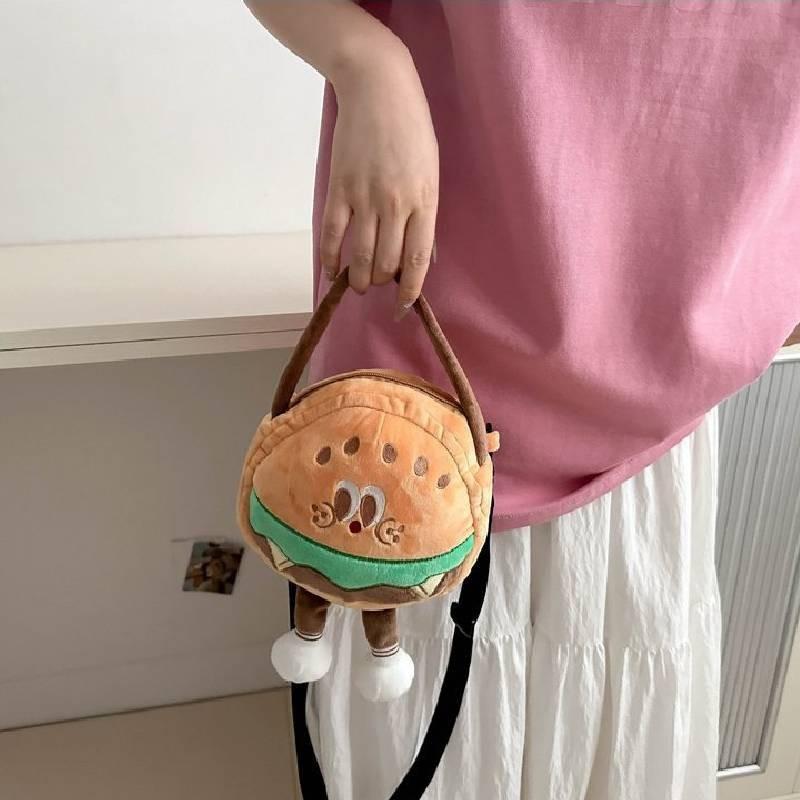 Adorable Plush Cartoon Burger Fries Soda Crossbody Bag Perfect For Girls