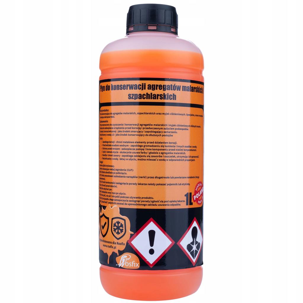 Rosfix Zestaw do Kompleksowej Konserwacji Agregatu i Pistoletu Malarskiego – Płyn 3w1 1L | Metalowe Wyciory i Szczotki 5szt.