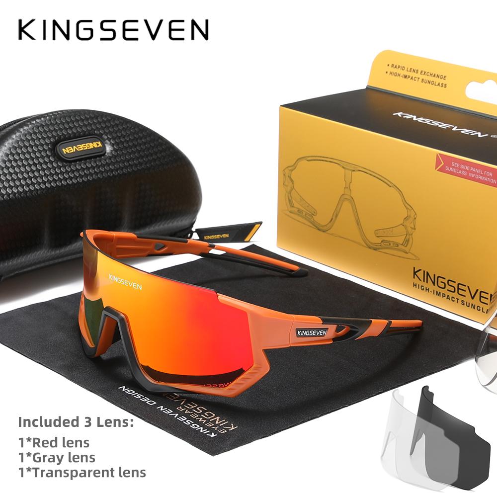 KINGSEVEN Occhiali da Sole Antiriflesso Anti-UV per Ciclismo Uomo Donna Occhiali da Bicicletta UV400 Polarizzati Pesca Bici Arrampicata Montatura Grande Occhiali Sportivi