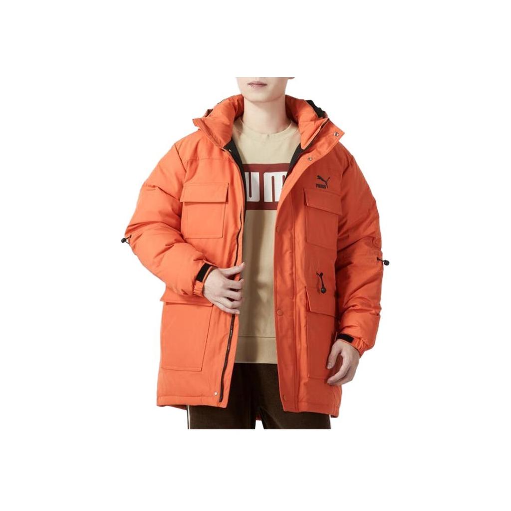 Puma Logo-Print Lockere Warme Daunenjacke Unisex Oberbekleidung Orange 539760-79