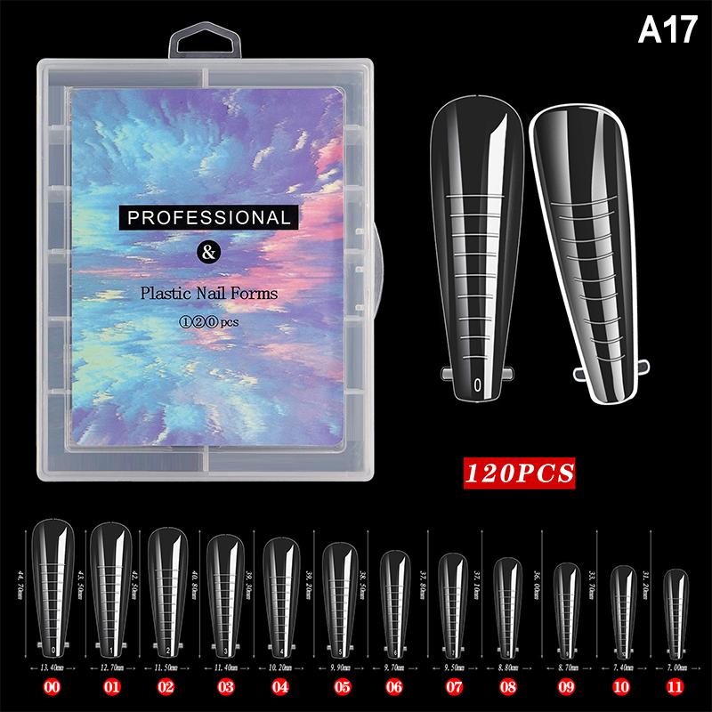 120 Pcs/Set Clear Dual Forms False Nails Full Cover Quick Building Gel Mold Tips Nail Extension Molds Upper Forms For Nails Tips