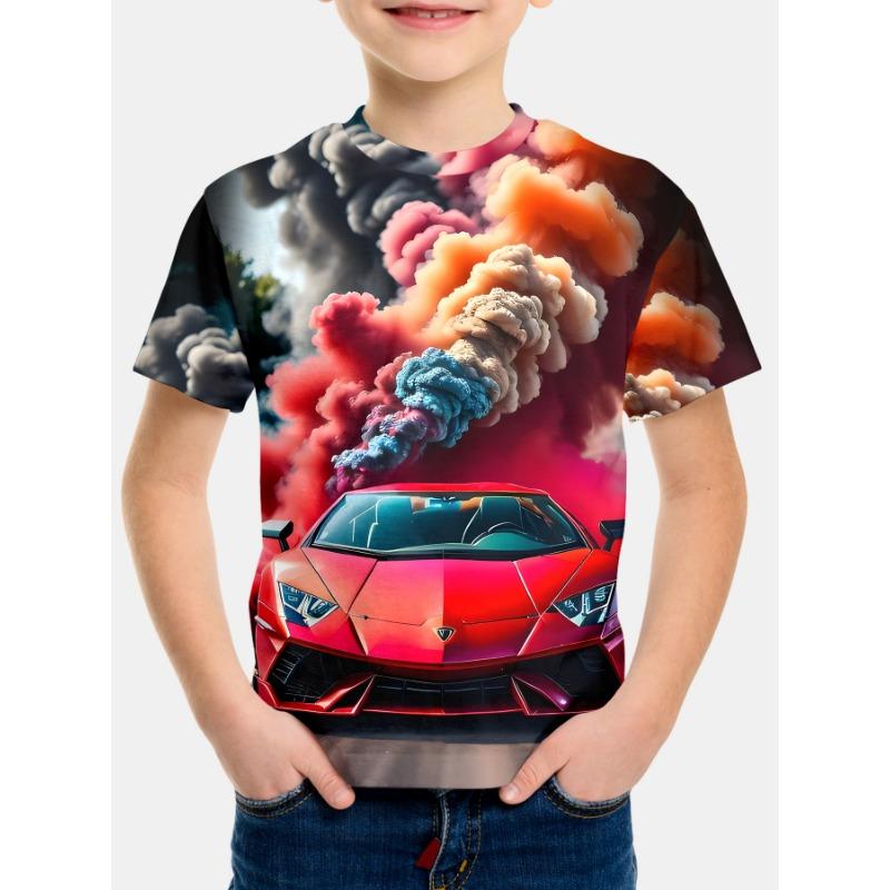 Summer Children's Clothing T-shirt Fashionable Comfortable 3D Afterimage Football Print Short Sleeved Shirt