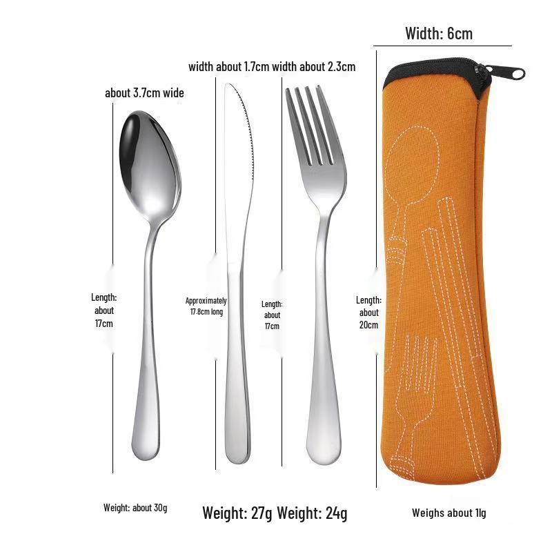 Stainless Steel Cutlery Set: Knife, Fork, Spoon & Chopsticks - Portable 4-Piece Set for Students, Travel, & Gifts