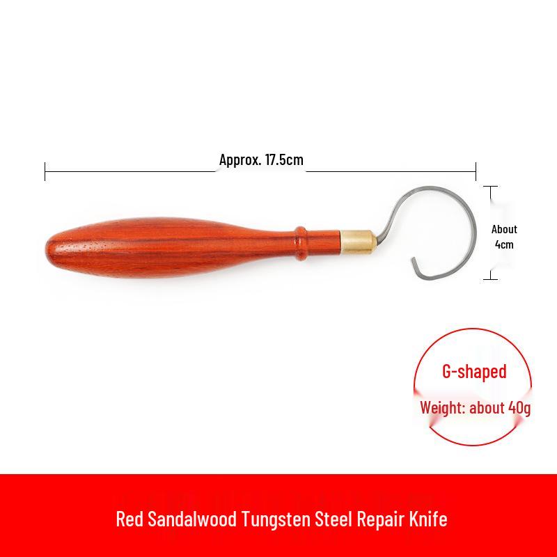 Water Meteor Pottery Tools: Red Pear Wood & Tungsten Steel Texture Ring Knife - Double-Headed Clay Sculpting and Trimming Tool.