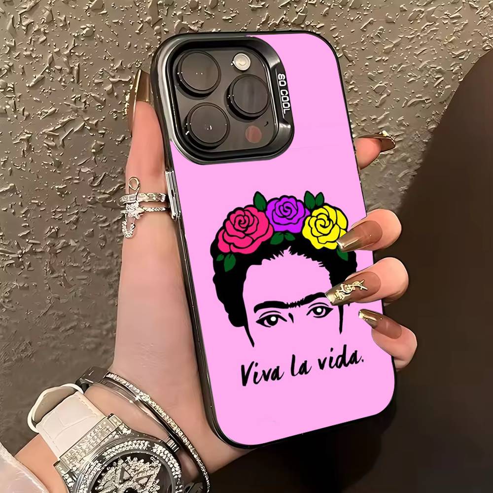 Θήκη Κινητού F-Frida-s K-Kahlo-g Art Για iPhone 17,16,15,14,13,12,11 Plus,Pro Max,XS,Χρωματιστή ασημί θήκη κινητού