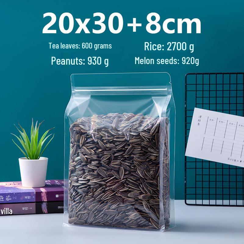 Frosted Transparent Self-Sealing Snack Bag with Handle for Dried Fruit and Tea Storage