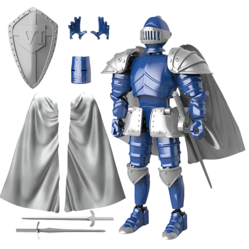 Knight Action Figures 3D Printed Movable Shapeshift Robot Toy Medieval Knight Collectible Figurine Multi-Jointed Action Figure