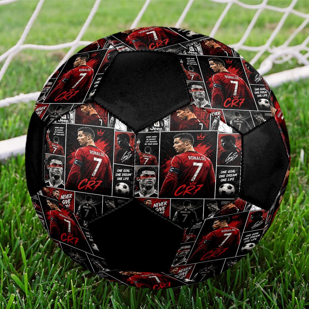 Pallone Calcio a 5 Ronaldo Colorato Per Tutte le Età Misura 5 Cucito a Macchina PVC Pronto per la Competizione Resistente Ad Alto Rimbalzo