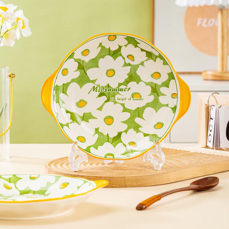 Haoya Jingdezhen Alice Underglaze Ceramic Deep Plate, 9-inch (Set of 2)