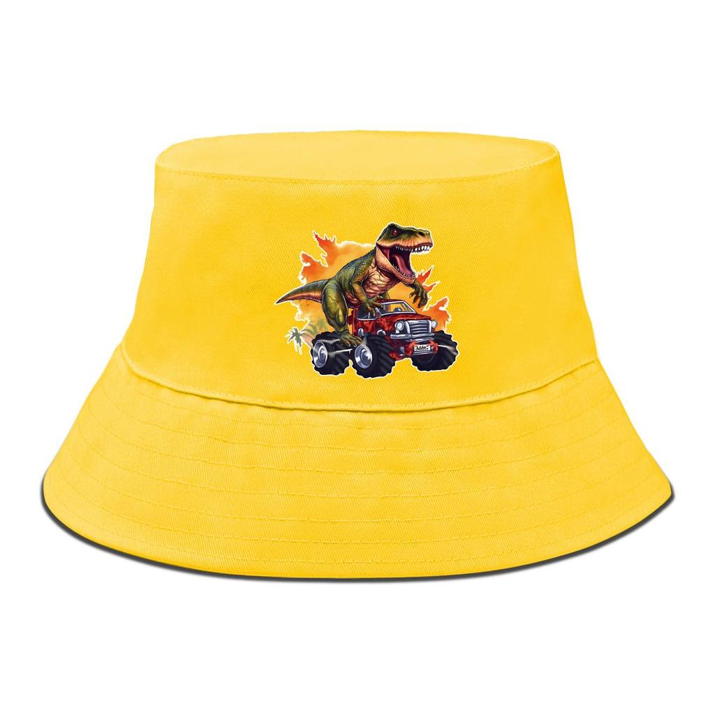 Bucket Hat With Dinosaur Monster Trunk Print , Fisherman Hat Summer Trendy Foldable Beach Cap