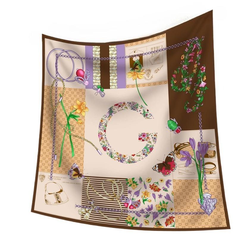 

68Cm G Letter Printed Scarf Women S Autumn And Winter Imitation Silk Scarf Thin Sun Protection And Warm Shawl Scarfs