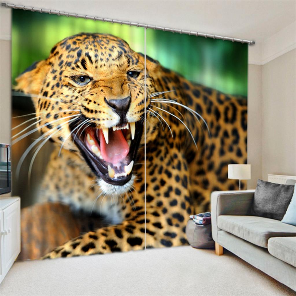 Červený květ Divoký tygr Leopard Okenní Závěsy Žaluzie do obývacího pokoje Dětská ložnice Koupelna Kuchyňka Kancelářské dveře Home Decor2ks