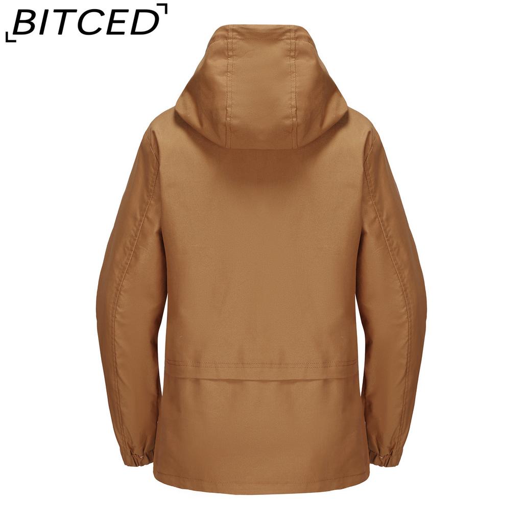 BITCED Spring/Autumn Casual Trench Coat for Women Loose-Fit Windproof Jacket with Hood Long-Sleeved Windbreaker