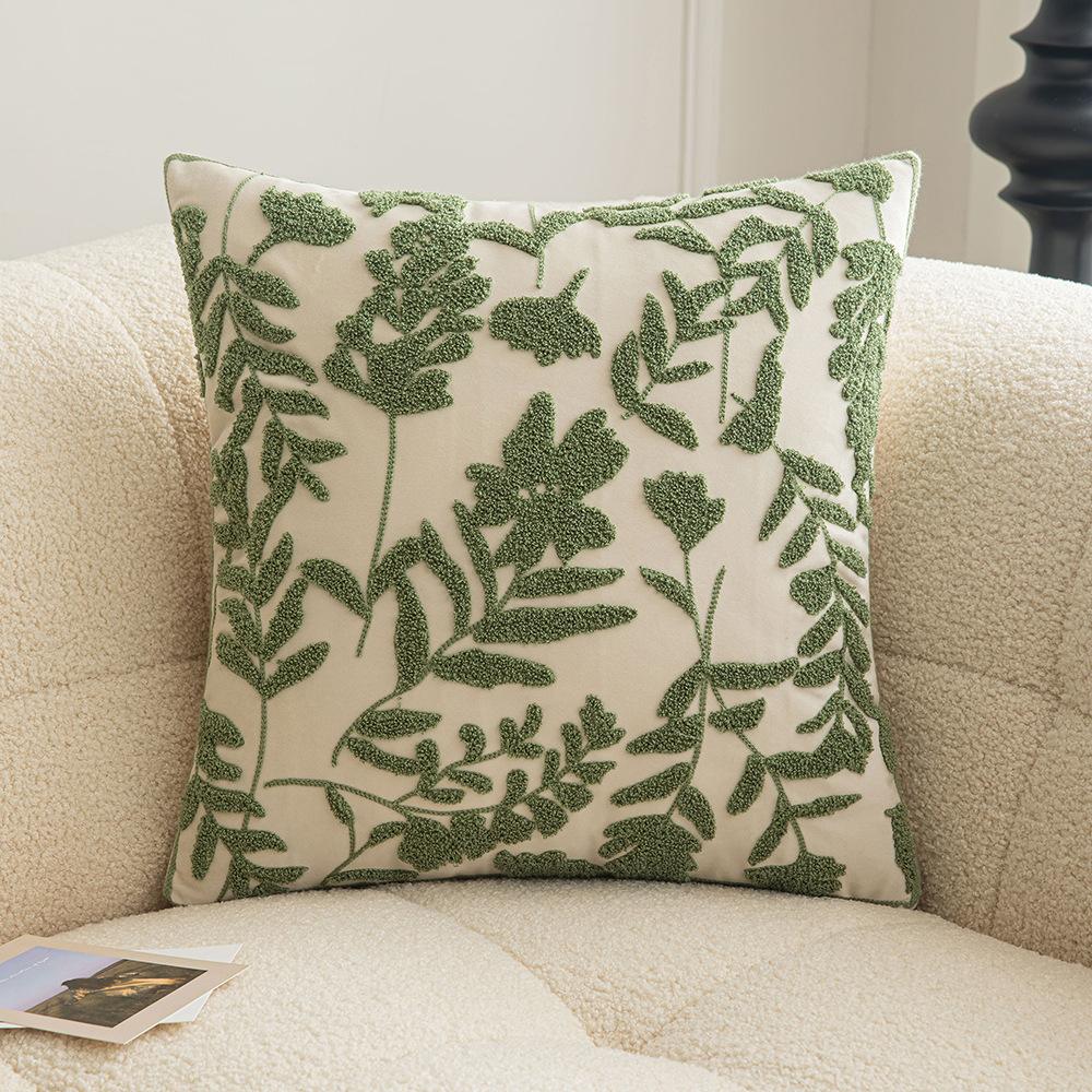 French Three-Dimensional Embroidered Pillow Cover Lamp Luxury High-End Bedside Pillow Square Tufted Living Room Sofa Cushion Cover
