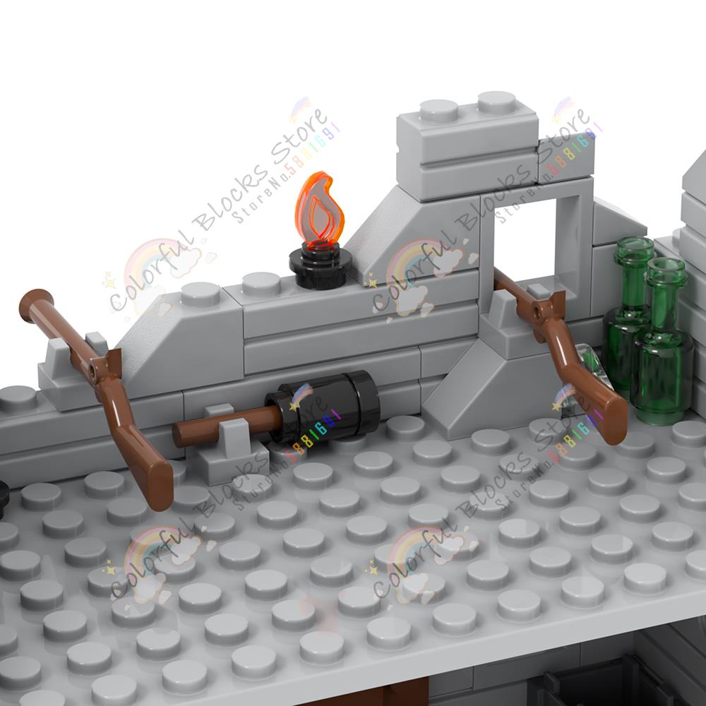 Military Architecture MOC Building Blocks DIY Base Defense Wall Postwar Breakage House Scene Model Assembly Bricks Toys For Kids