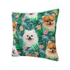 Custom Nordic Pomeranian Dog With Summer Leaf Sofa Cushion Cover Velvet Pet Spitz Pillow Case Bedroom Decoration