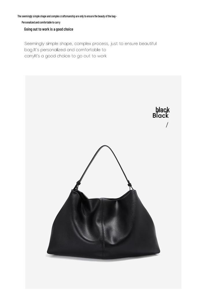 Women's Genuine Cowhide Leather Tote - Large Capacity, Soft, Handheld, Underarm, or Single Shoulder Crossbody Bag for a Relaxed, Commuting Look