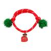 Charming Christmas Stocking Stuffer Bracelets, Red Green String Bracelet, Adjustable Rope Bracelet with Holiday Party Jewelry Charm And Tinsel