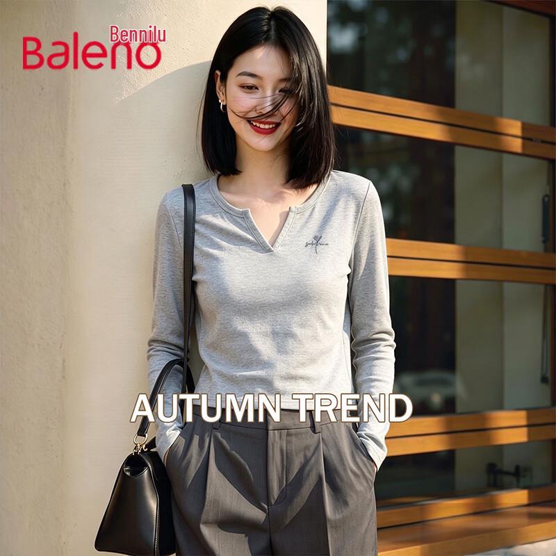 Baleno Women's Slim Fit V-Neck Long Sleeve T-Shirt