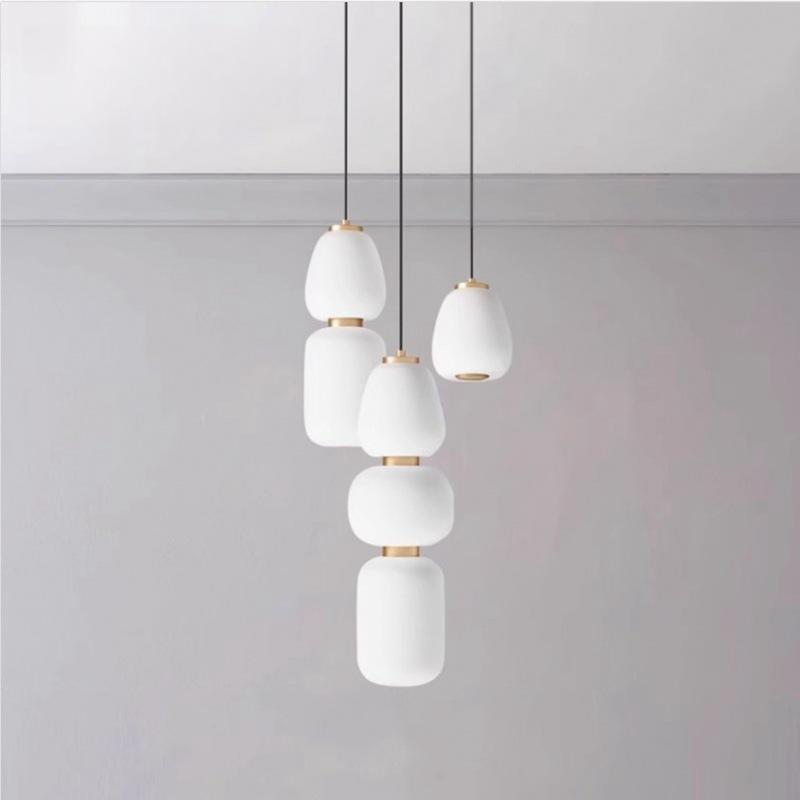 Modern Milky White Glass Pendant Lamp Nordic LED Dining Table Hanging Lamp Living Room Kitchen Bedroom Glass Ball Pendant Light