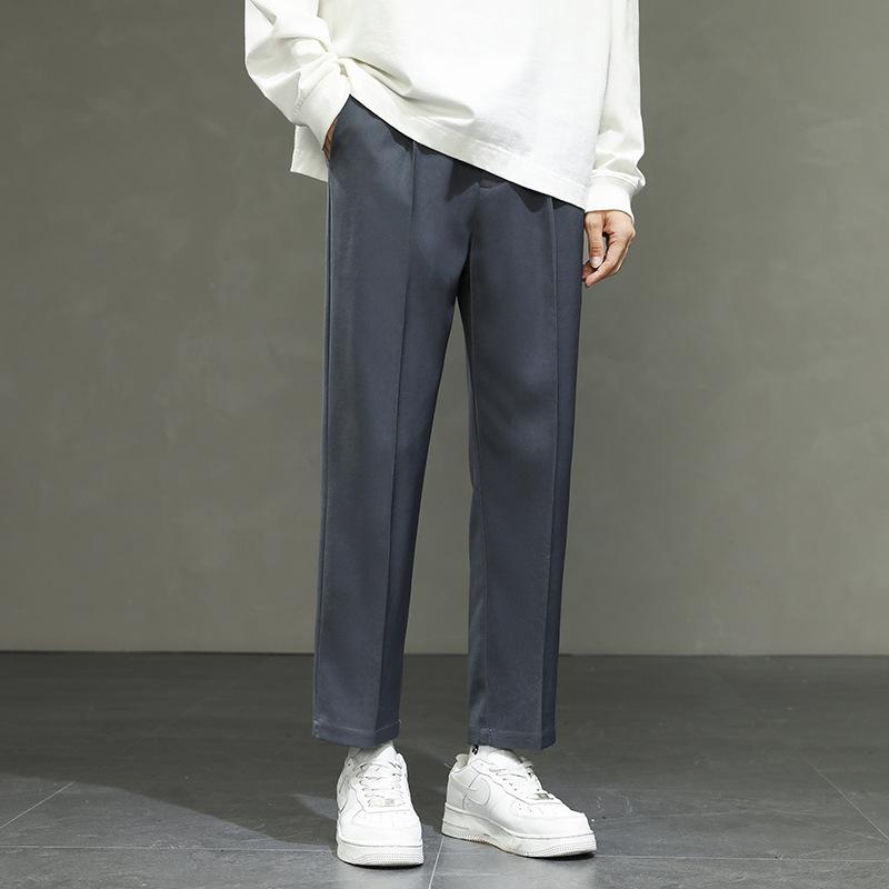 Spring and Autumn Nine-point Pants, Small Trousers, Men's Drape Slim Fit, Small-footed Casual Pants, Men's Straight Loose Suit Pants
