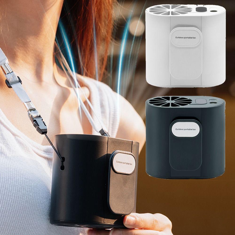 

4 Speeds Portable Waist Fan Strong Airflow Belt Clip Fan Hanging Necklace Fan Outdoor Works White-Y08