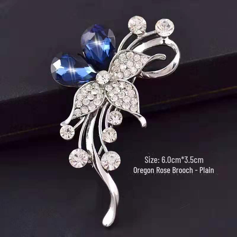 Elegant Women's Pearl & Rhinestone Cartoon Brooch Scarf Buckle with Diamond-Studded Alloy Corsage