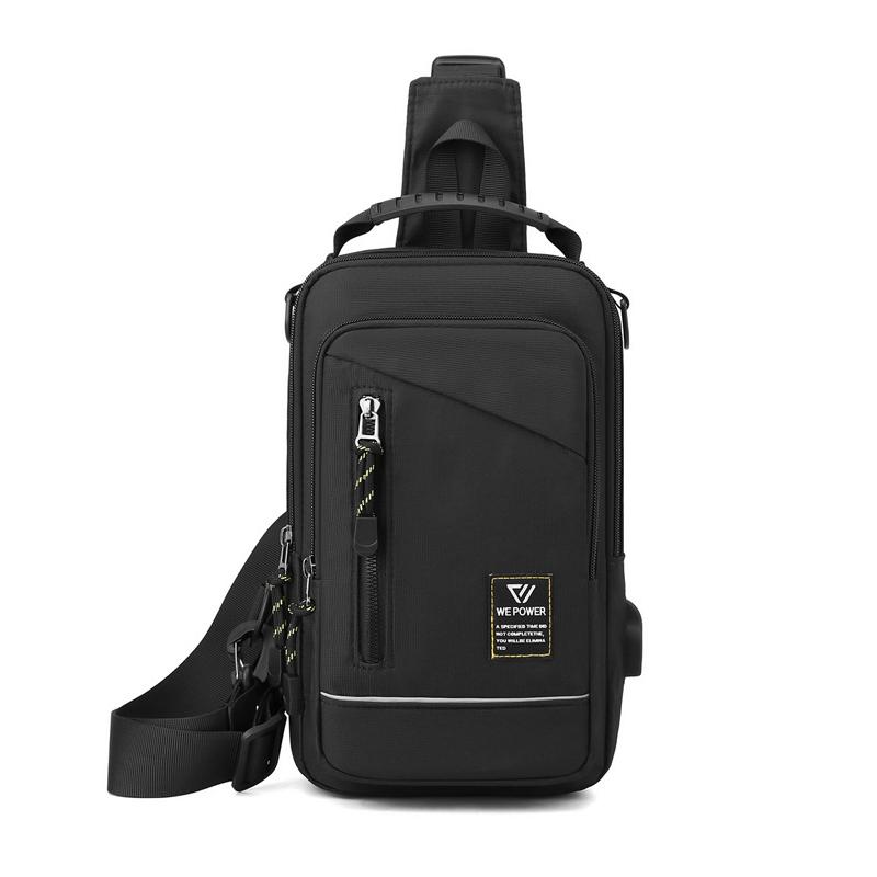 Men Sling Backpack Cross Body Chest Shoulder Bag Rucksack with USB Charging Port Travel Nylon Male Small Rucksack Messenger Bags