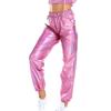 Women Shiny Sports Sweatpants Loose Elastic Jogging Bottoms Stretch Leggings Casual Long Disco Clubwear Party Leisure Comfort Fit Trousers