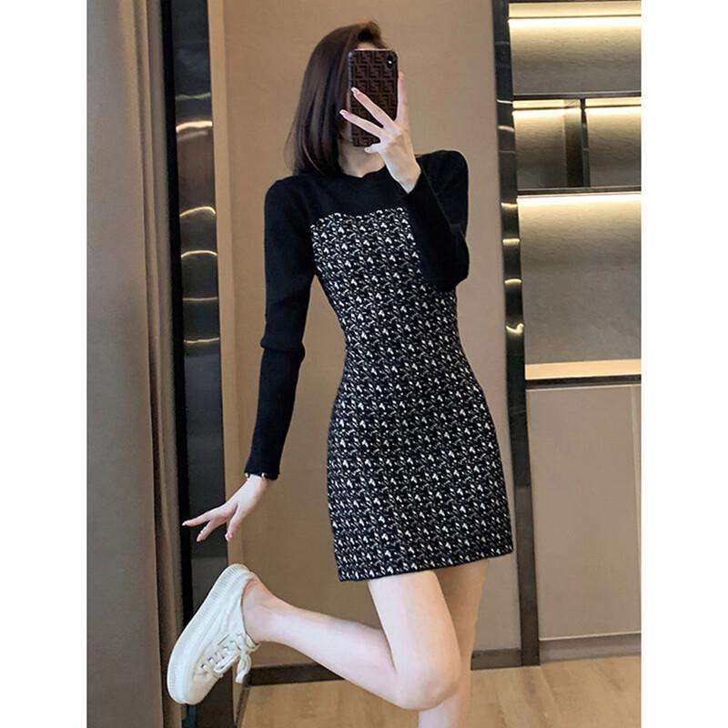 JK&JS Elegant European Style A-Line Knit Dress