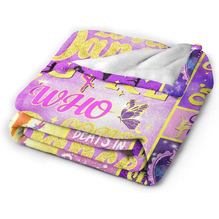 Dance Blanket Gifts for Girls, Super Soft Cute Purple Ballet Dancer Gifts Blanket for Dance Lovers Teen Girls Women Teacher, Warm Cozy Fun Plush