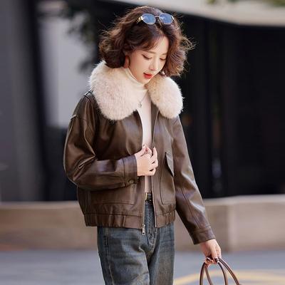 Casual Leather Jacket Fleece Jacket Women's Winter Clothing New Fashion Short Locomotive Leather Top