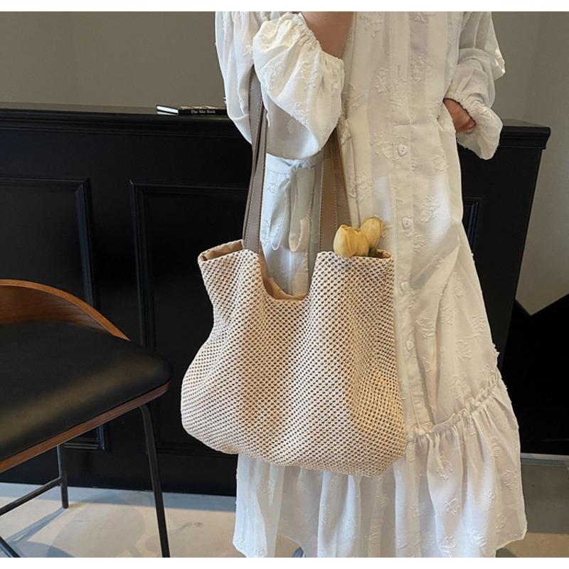 Large capacity simple woven bag women's beach vacation tote bag niche design versatile underarm bag
