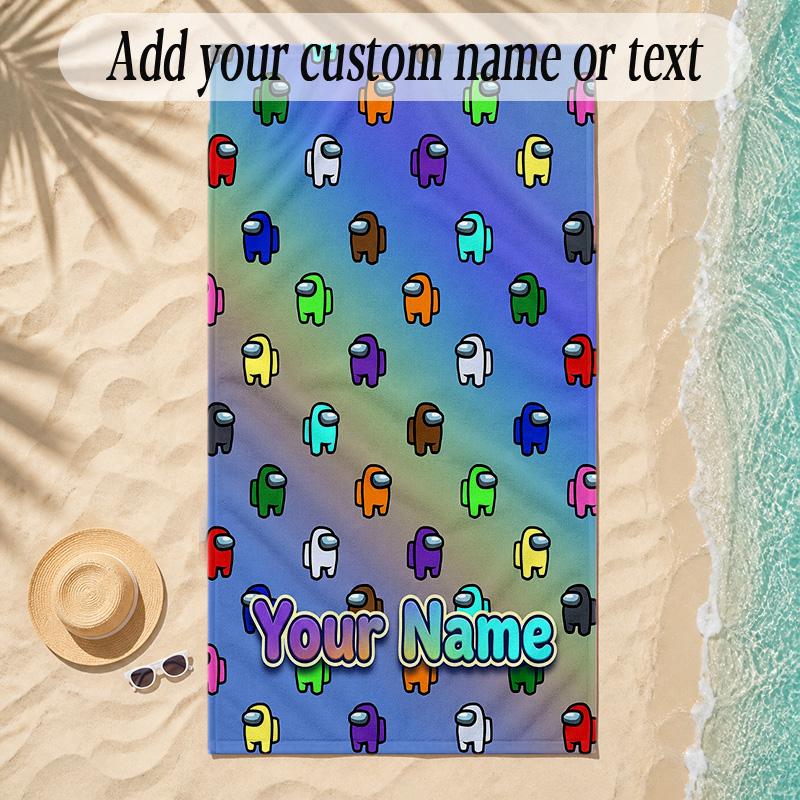Beach TowelAmong Us Custom Name Text Personalized Soft Towel for Beach Pool Indoor Home Decor Gift