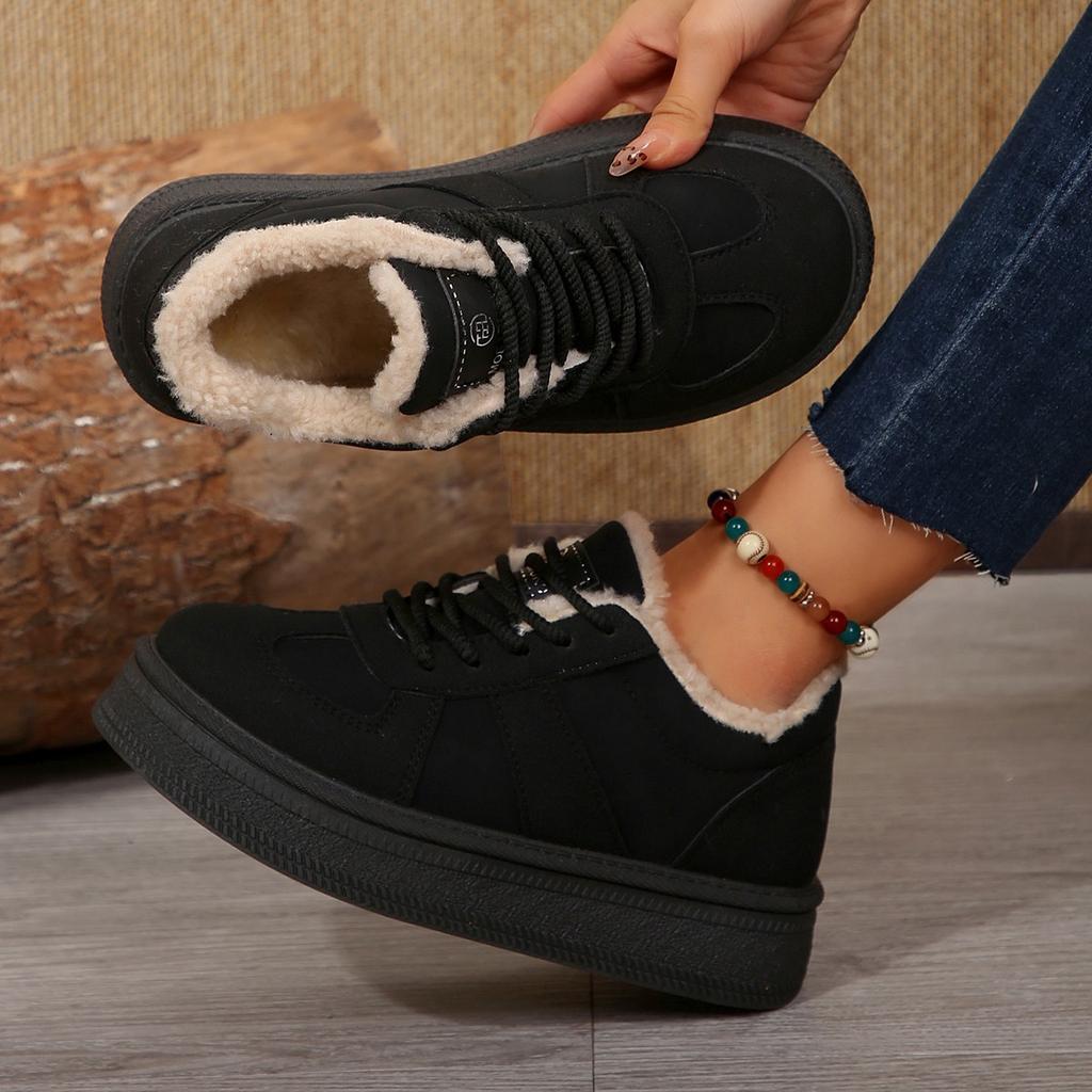 Fashion Autumn Winter Warm Platform Sneakers Women Casual Lace Up Non Slip Cotton Padded Shoes Woman 2025 Faux Suede Ankle Boots Mujer