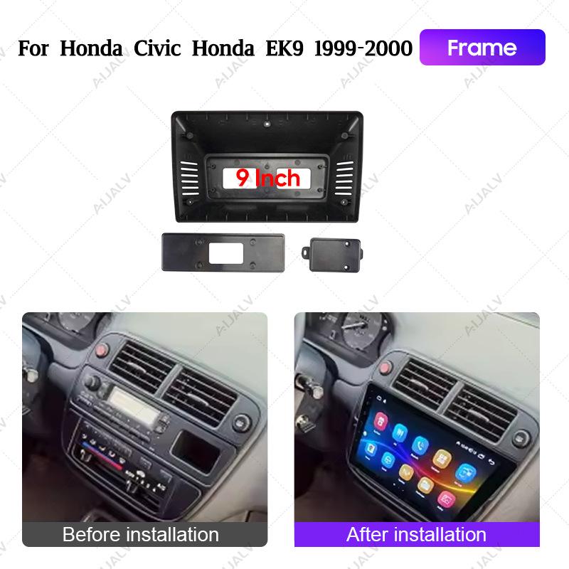9-Inch Matte Black Android Navigation Frame Kit for Honda Civic EK9