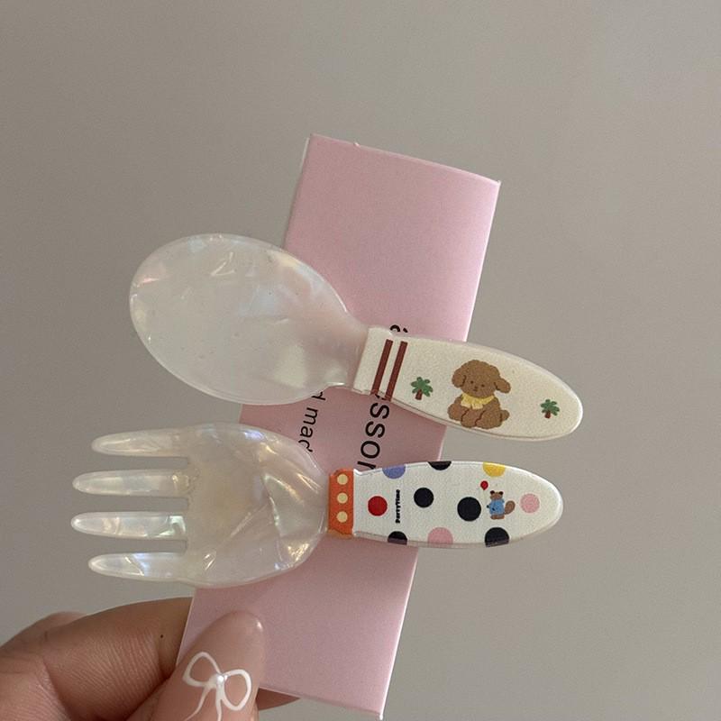 Set of 2 Cute Floral and Polka Dot Duckbill Hair Clips