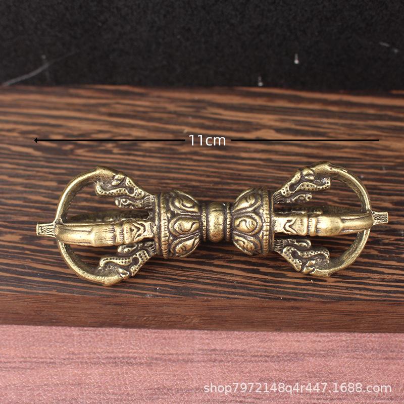Tibet Secret Religion Dharma-Vessel Handmade Brass Five-Strand King Kong Monster Subduing Club Ornaments Distressed Crafts Nepal