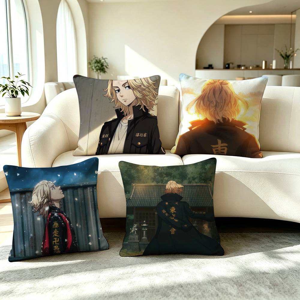M-Manjiro Sano Tokyo Revengers  Pillow Case Square Double-Sided Sofa Cushion Cover Bedroom Bedside Pillow