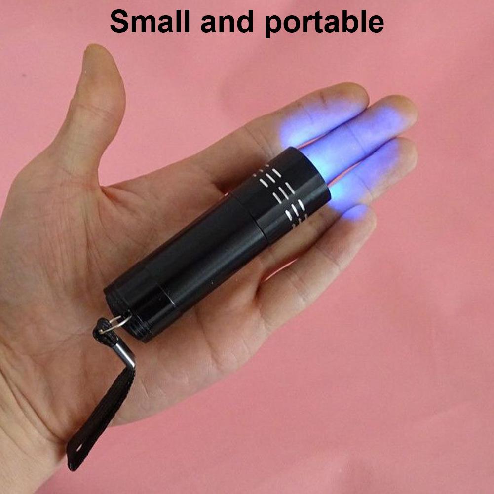 9 LED UV Flashlight Led Handheld Blacklight USB Nail Lamp Pet Stain Leakage Marker Money Scorpion Detection Lights for Hiking Ca